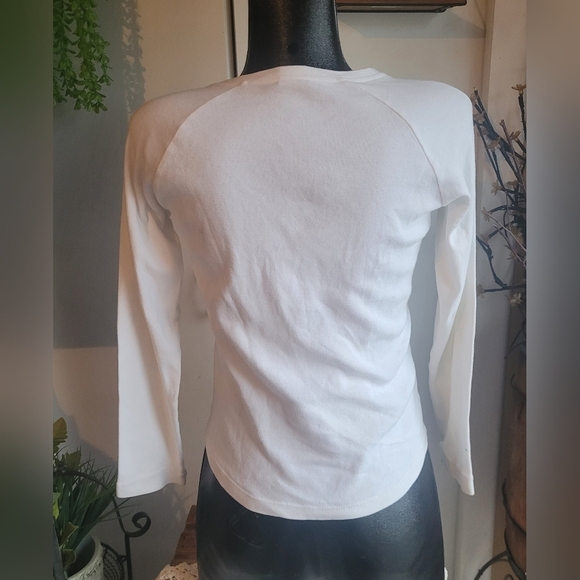 Tommy Jeans White Long Raglan Sleeve Top L - Picture 4 of 6